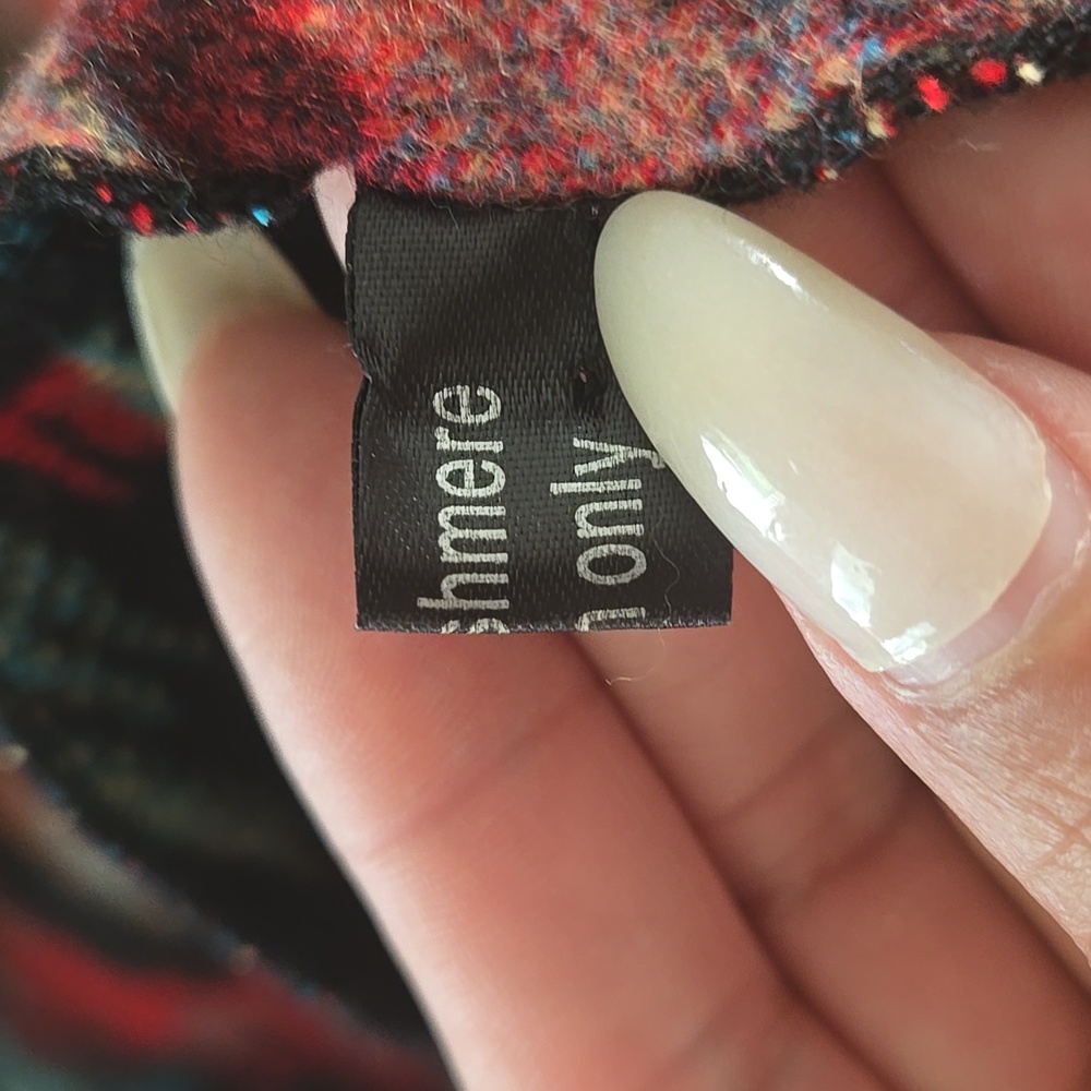 100% Cashmere Waterfall Drape Vest Multicolor Abstract Print Western Heritage - Picture 7 of 8